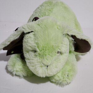 Mary Meyer Bunny Rabbit Green Satin Ears Sewn Eyes Brown Polka Dot Bow Plush 10"